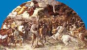 Raphael's painting of St. Leo the Great turning back Attila the Hun at the gates of Rome in 451