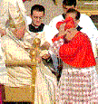 The Pope bestows the red hat on Cardinal Antonetti - photo from Inside the Vatican
