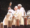 Benediction in the massive underground St. Pius X Basilica in Lourdes